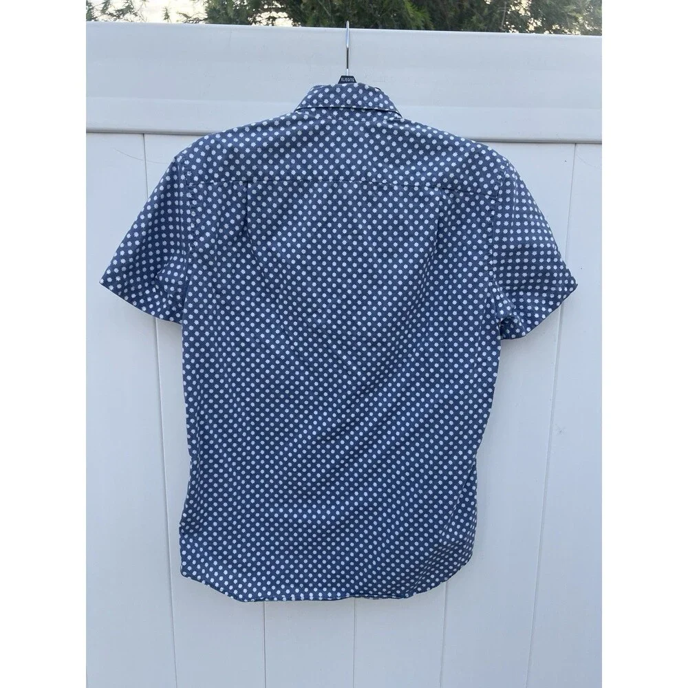 J. Crew Mens Flex Short Sleeve Button Down Shirt Small Blue